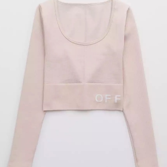 AERIE OFFLINE AEO Sidewalk Seamless Ribbed Long Sleeve Cropped Shirt - Picture 1 of 4